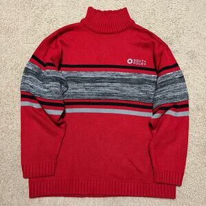 Y2K Southpole Knit Sweater Red/Black/Grey Stripe  Large
